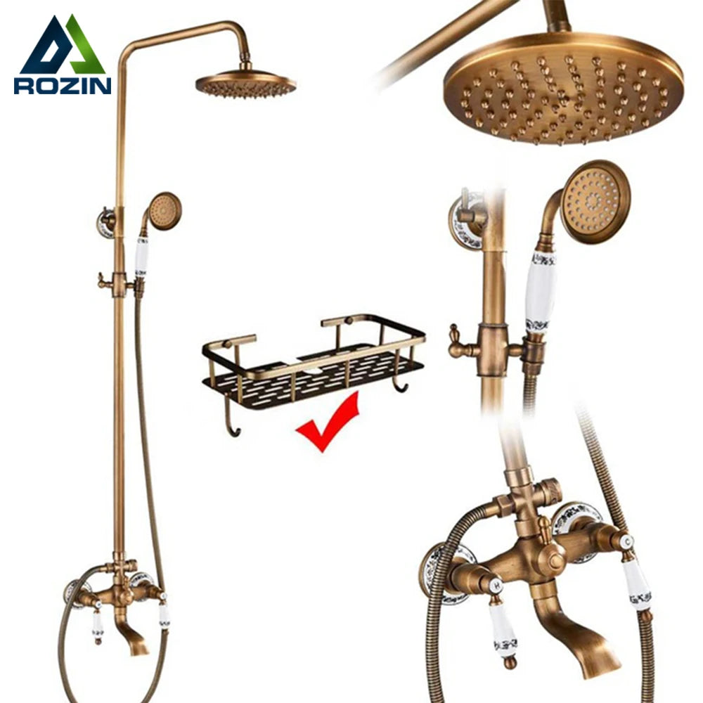 Antique Brass Shower Faucet Set