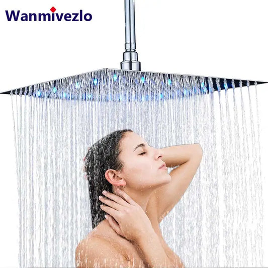 16-Inch Chrome LED Light Bathroom Shower Head