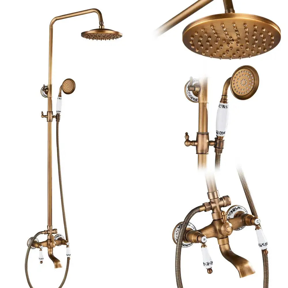 Antique Brass Shower Faucet Set