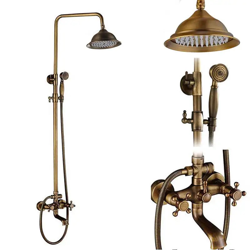 Antique Brass Shower Faucet Set