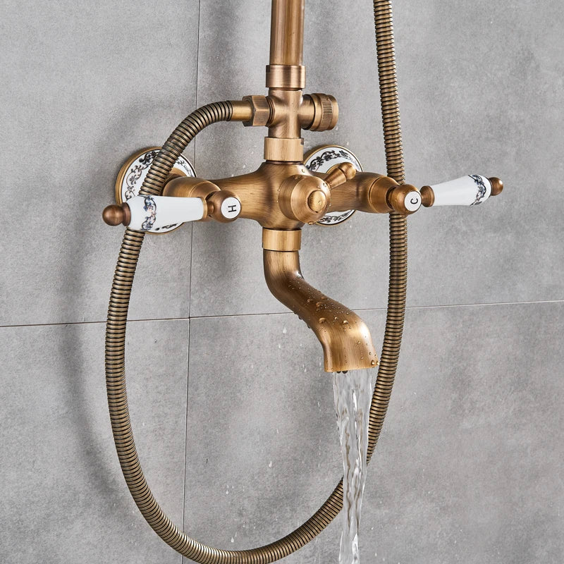 Antique Brass Shower Faucet Set