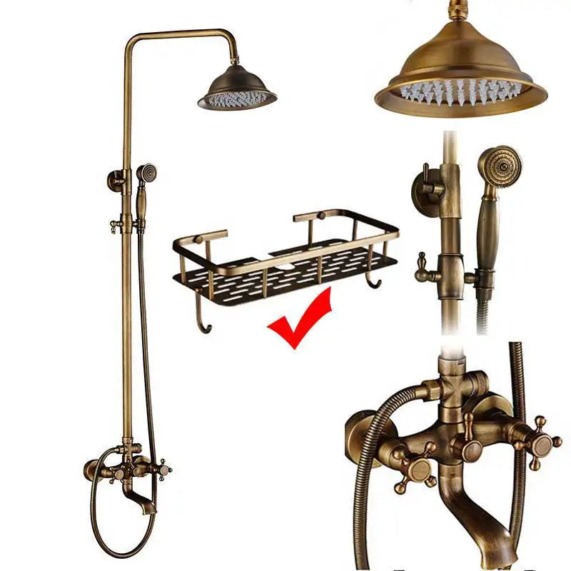 Antique Brass Shower Faucet Set