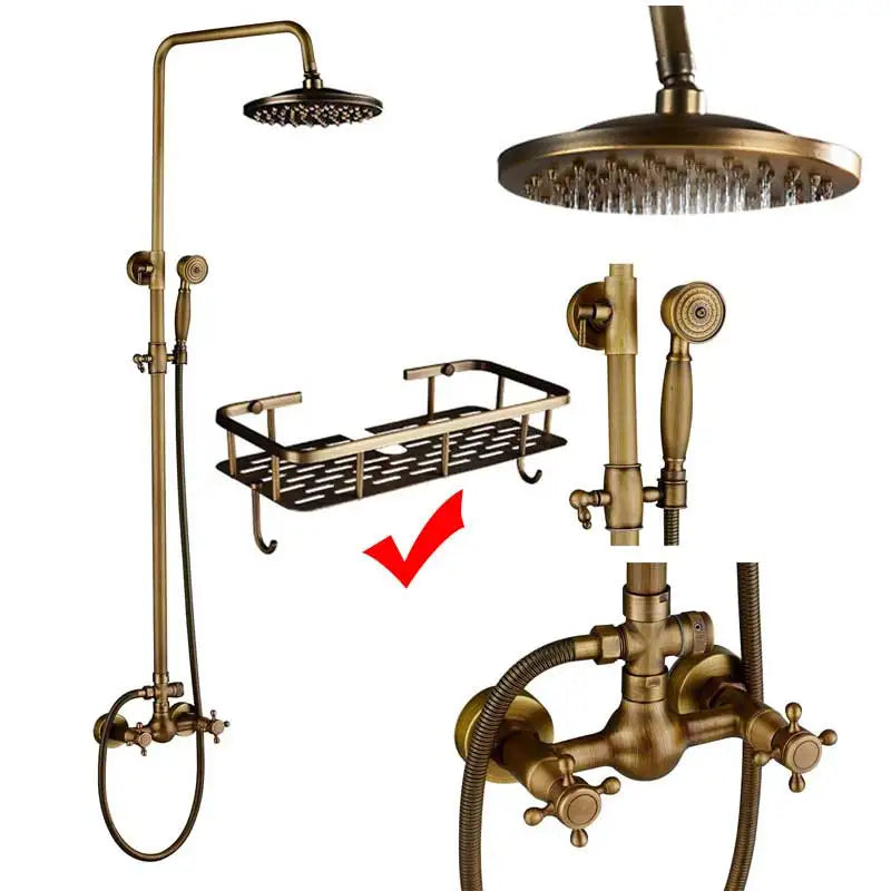 Antique Brass Shower Faucet Set