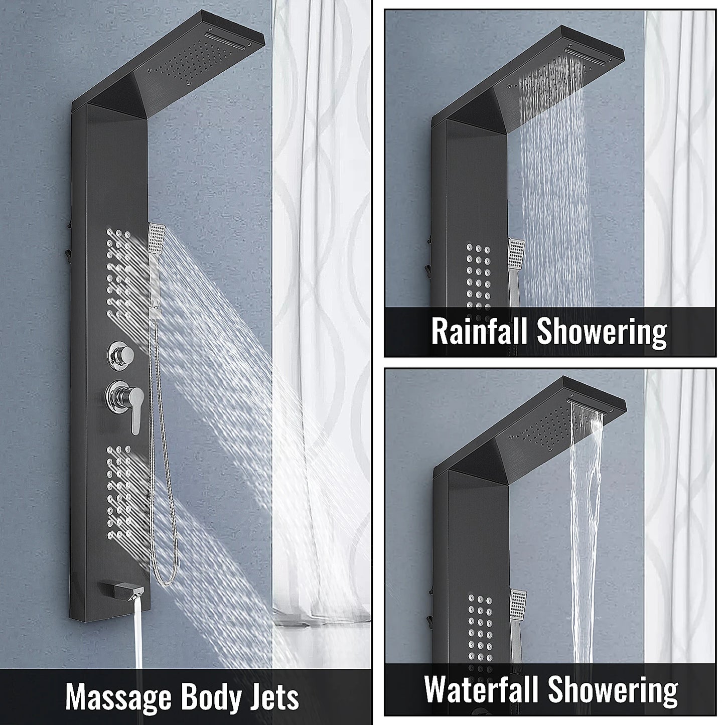 Panel System Waterfall Rain Shower Faucet