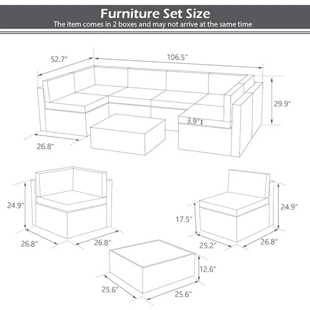 7-Piece Patio Furniture Set With Coffee Table