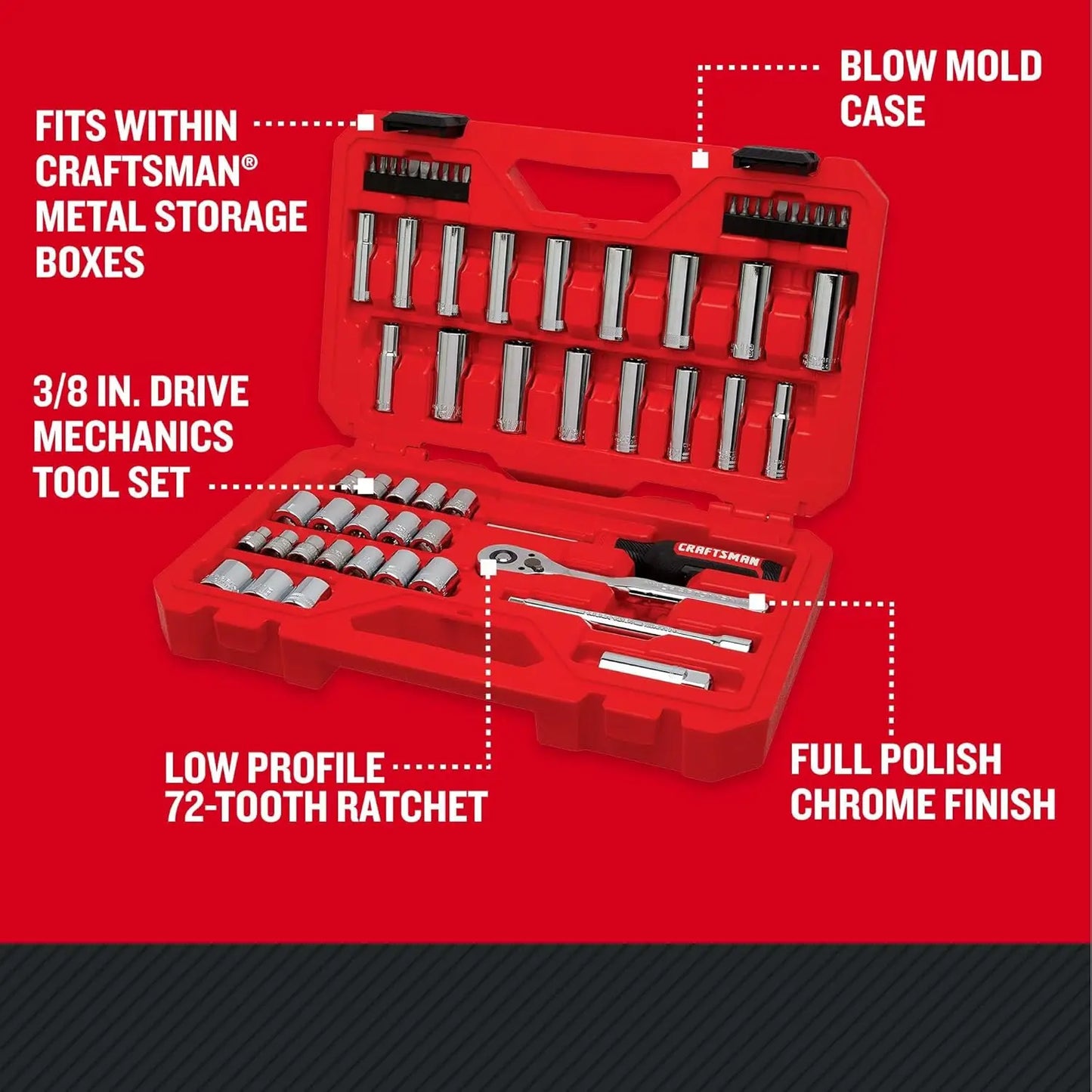 Mechanics Tool Set, 3/8 Inch Drive