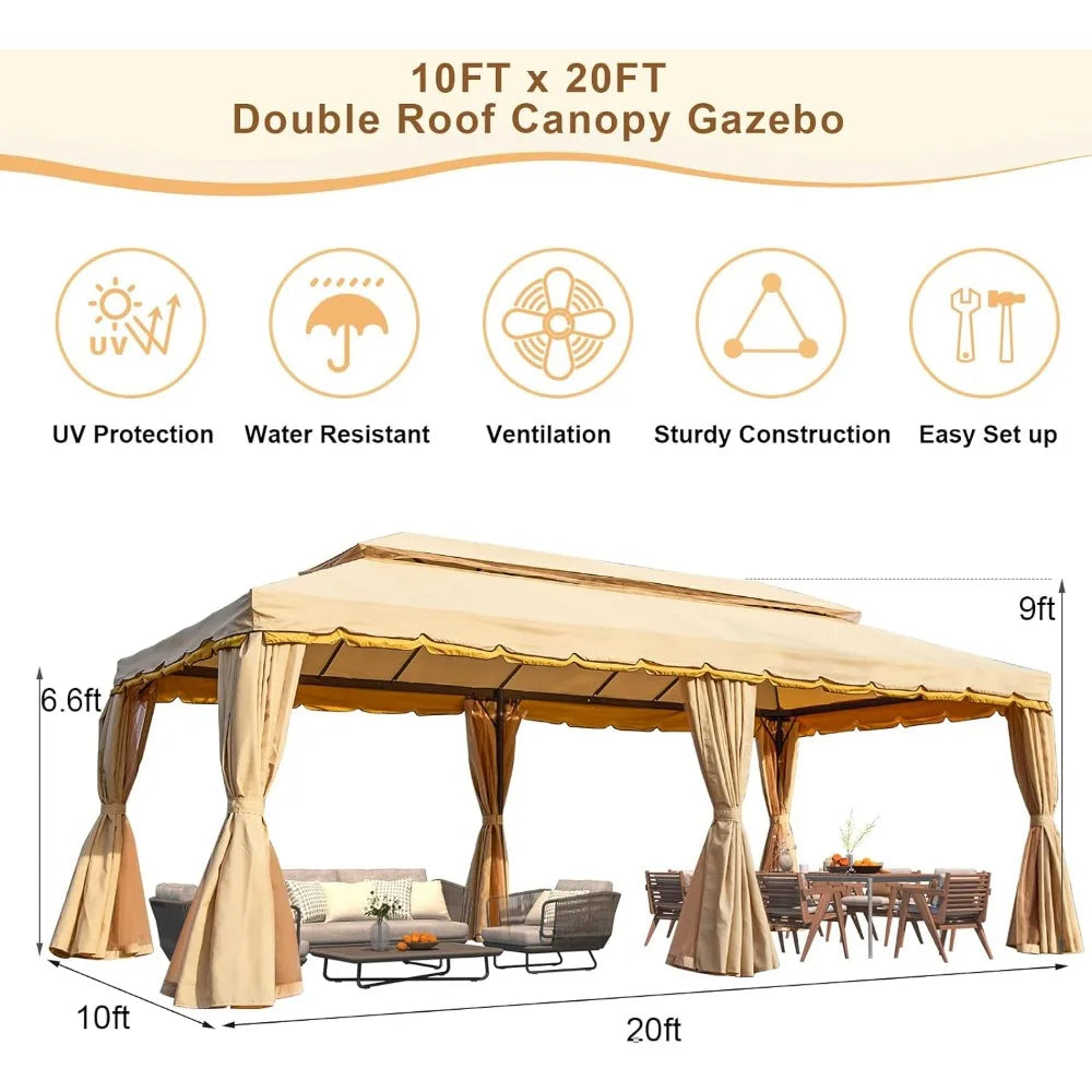 Steel Frame 10x20 Gazebo, With Netting