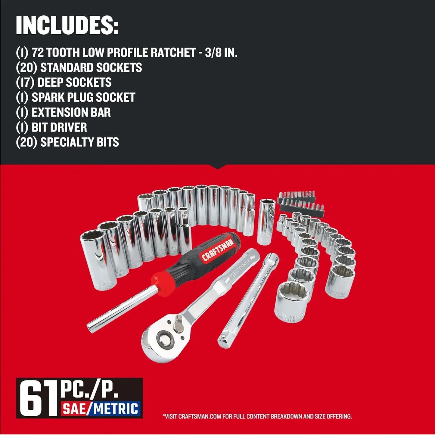 Mechanics Tool Set, 3/8 Inch Drive