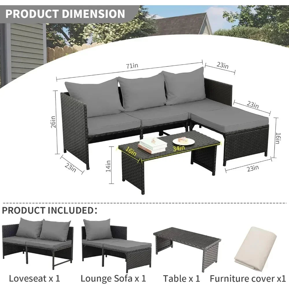 3-Piece Outdoor Furniture Patio Set