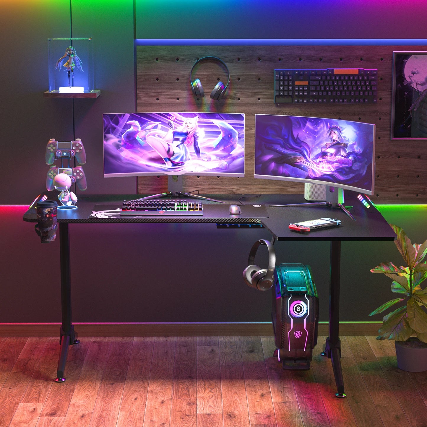 60 Inch Gaming Desk With LED Lights