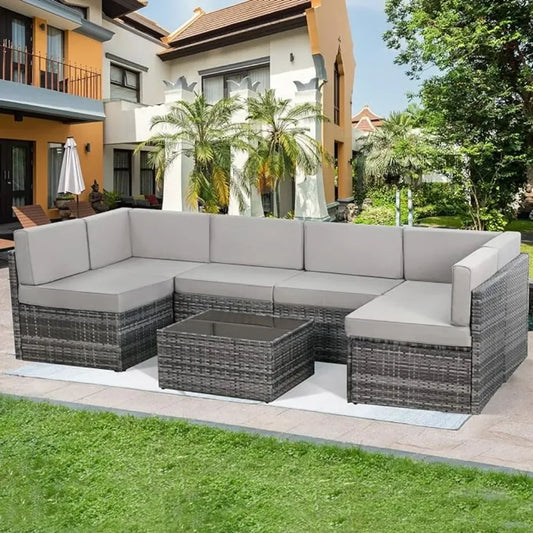 7-Piece Patio Furniture Set With Coffee Table