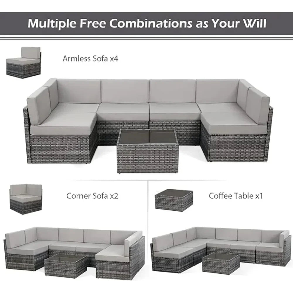 7-Piece Patio Furniture Set With Coffee Table