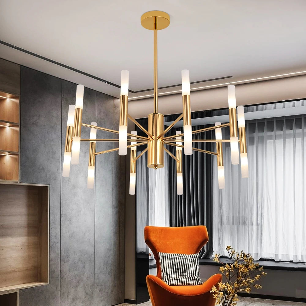 Modern Golden LED Chandelier Hotel Hall