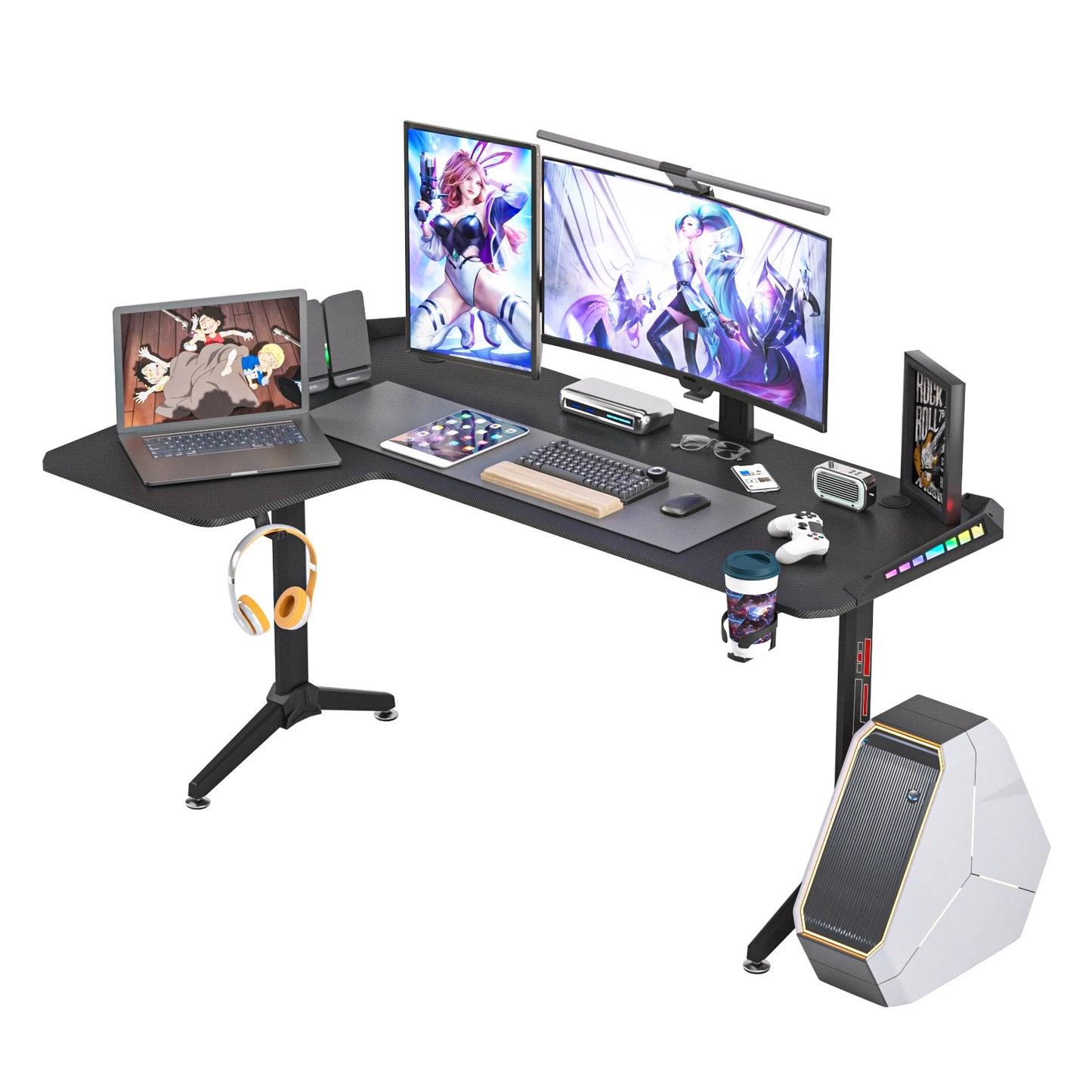 60 Inch Gaming Desk With LED Lights