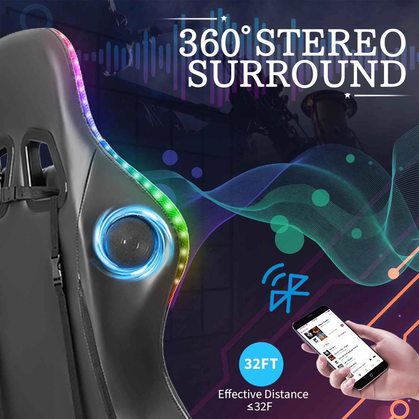 Ergonomic Gaming Chair With Bluetooth Speaker