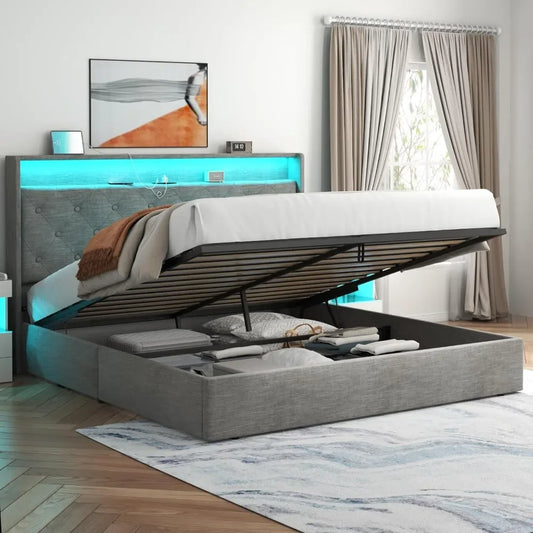 King-size Lift Bed Frame, Hydraulic Locks