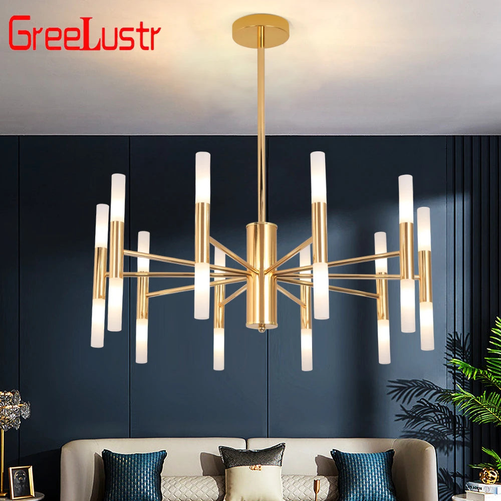 Modern Golden LED Chandelier Hotel Hall