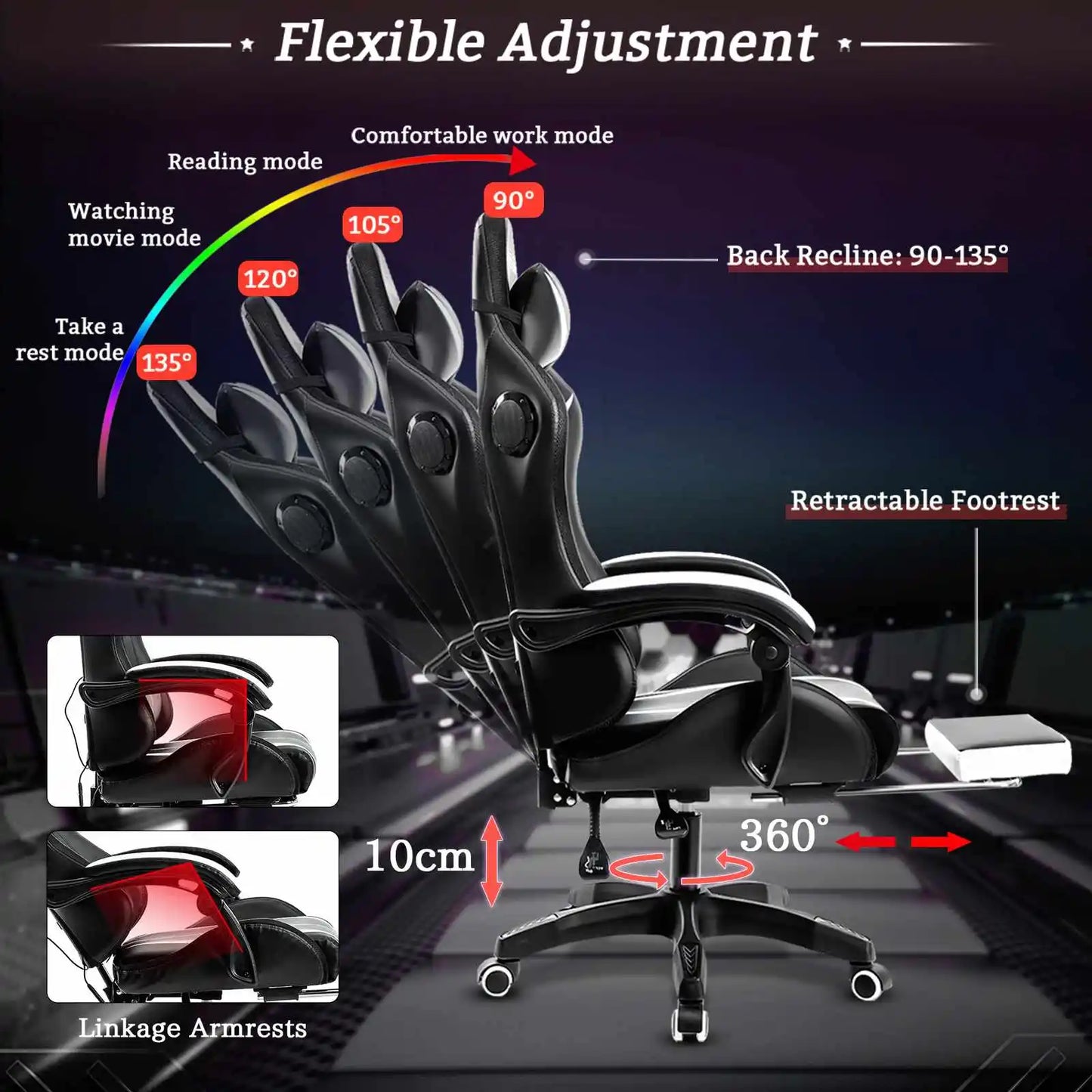 Ergonomic Gaming Chair With Bluetooth Speaker