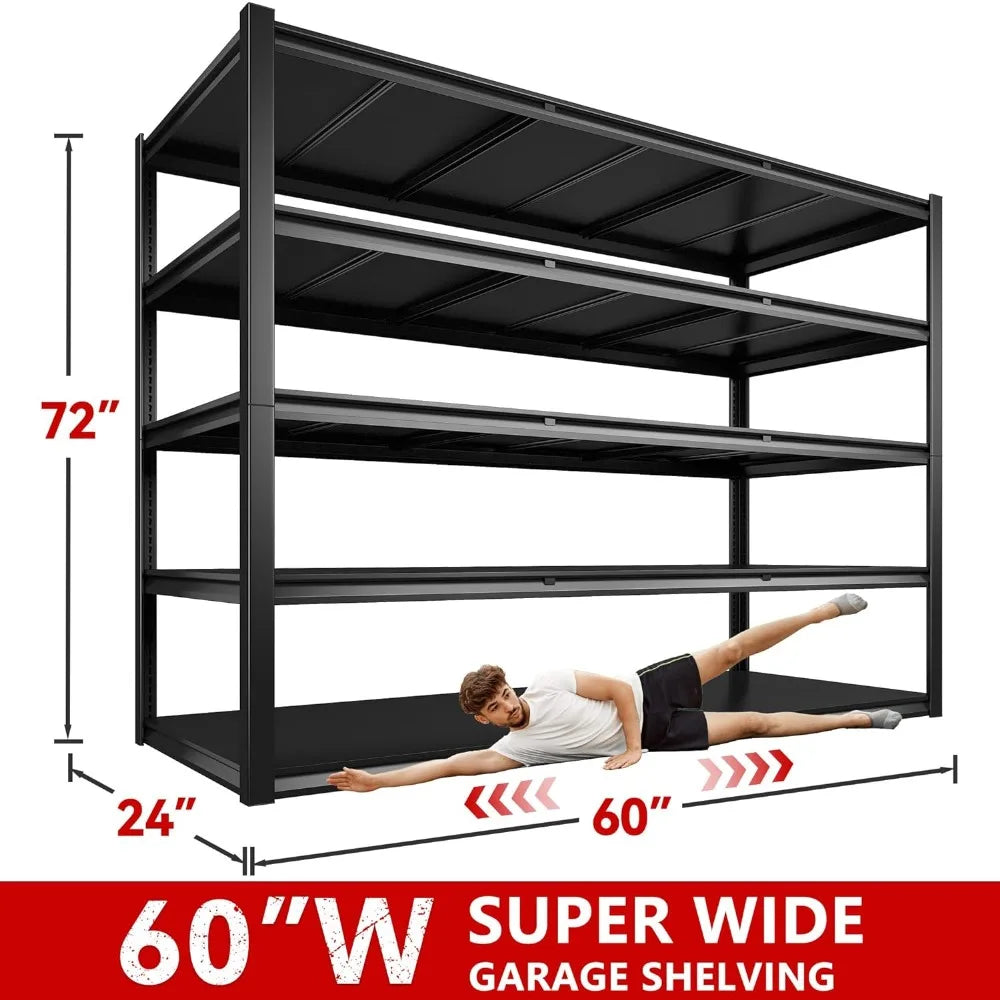 60" W Garage Shelving 3000LBS Heavy Duty Storage