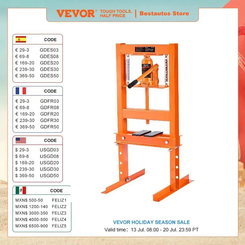 Hydraulic H-Frame Garage Floor Press