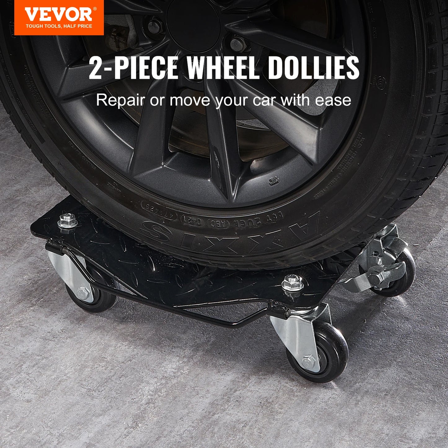 VEVOR Car Tire Wheel Trolley Dollies 2/4PCS 1500 Lbs Weight Capacity Vehicle Skates Moving Tire with 4 Casters Auto Repair Mover