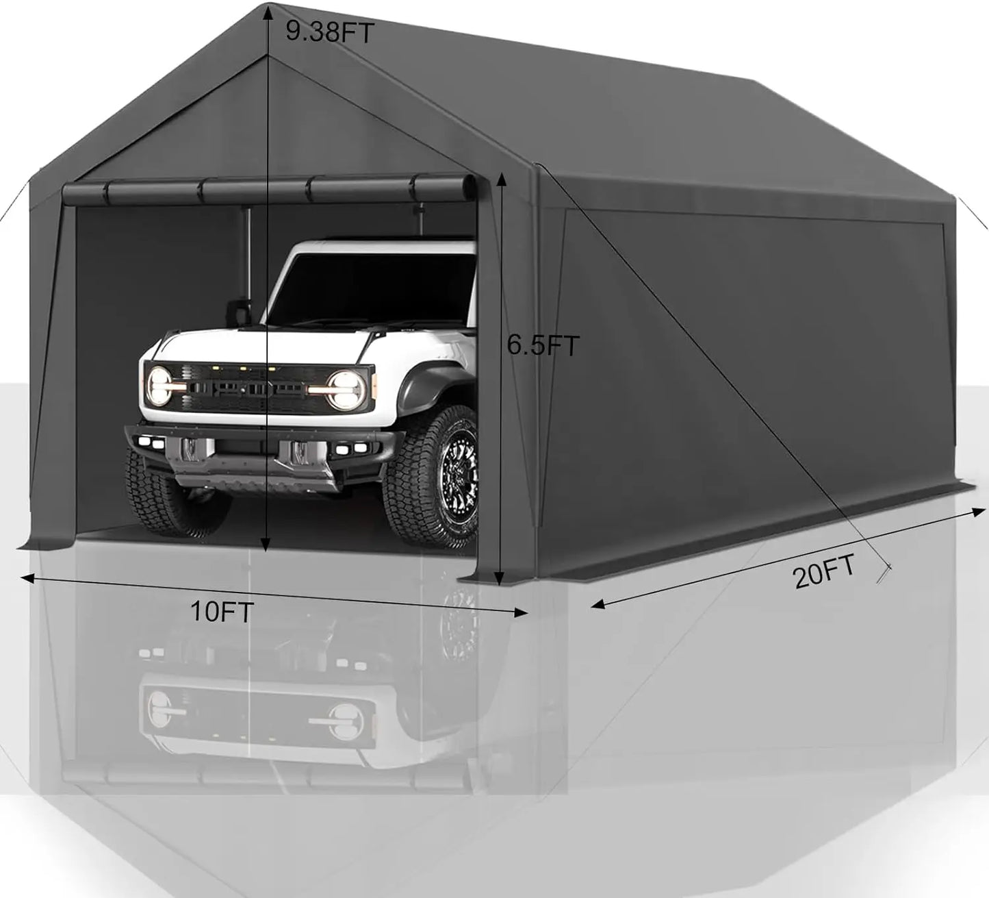 Outdoor Carport Heavy Duty Canopy Storage ShedPortable Garage Party TentPortable Garage with Removable Sidewalls & Doors