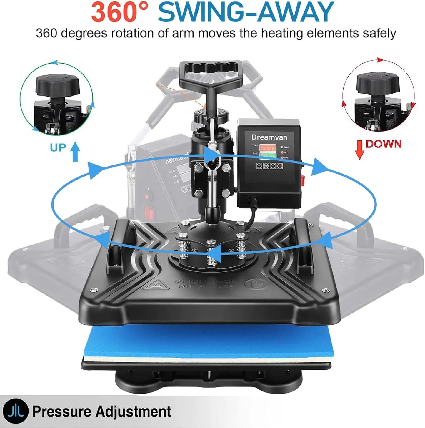 AKEYDIY 5 in 1 Heat Press Machine for t Shirts Professional Swing Away Heat Press Digital Combo 12" x 15" 360-degree Rotation