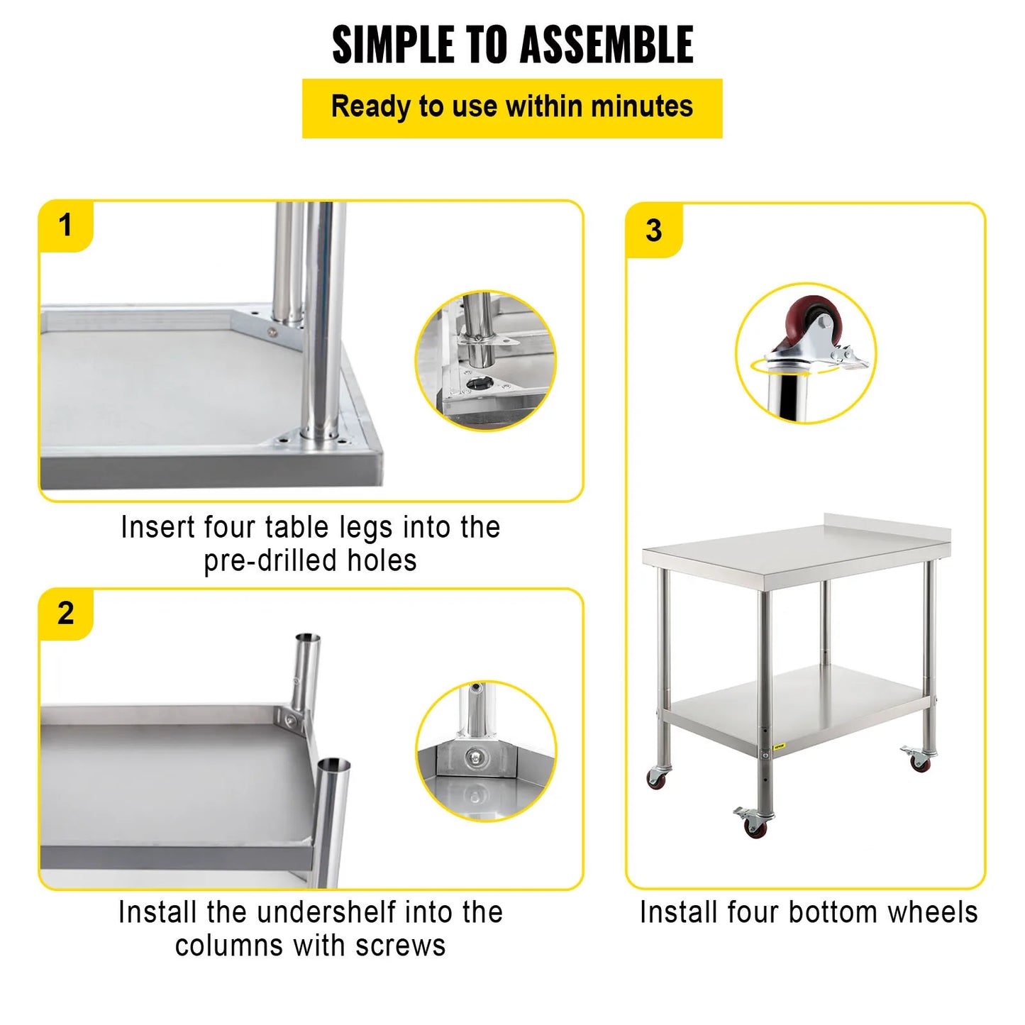 Heavy Duty Stainless Steel Prep Table